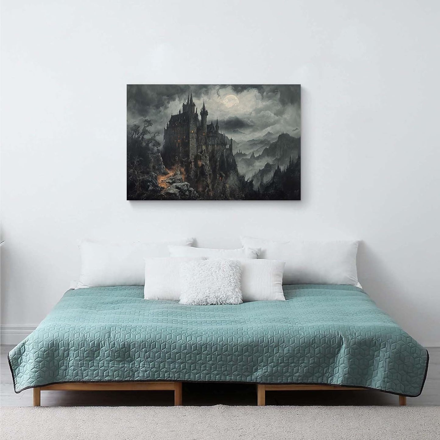 Vintage Castle Poster Dark Academy Victorian Gothic Castle Wall Art Poster Moody Mystical Art Print Suitable for Home Living Room Bedroom12x16in Wood Framed