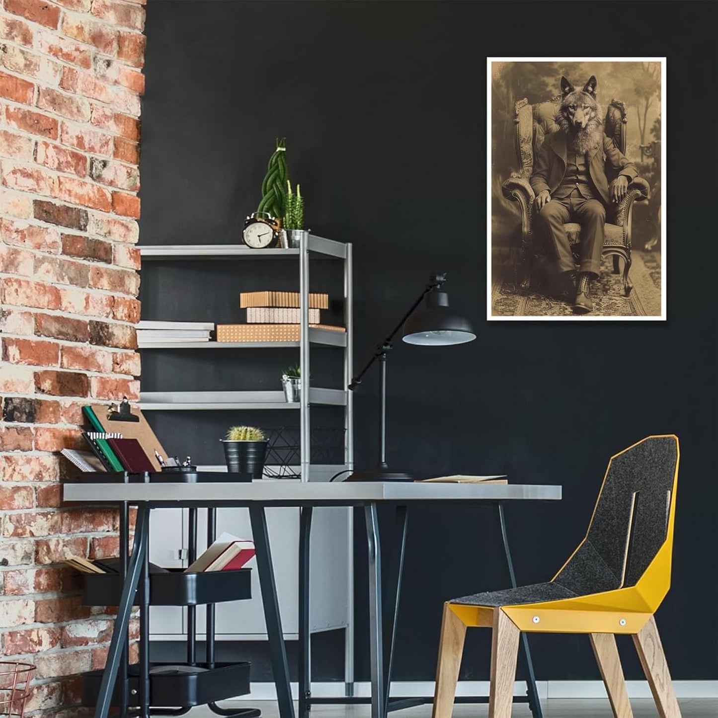 Werewolf Vintage Shoot Art Poster Print Canvas Wall Art Ideal for Dark Academia Gothic Occult Decor Living Room Bedroom Office Posters Decorations Creepy Picture 16X24inch Unframed