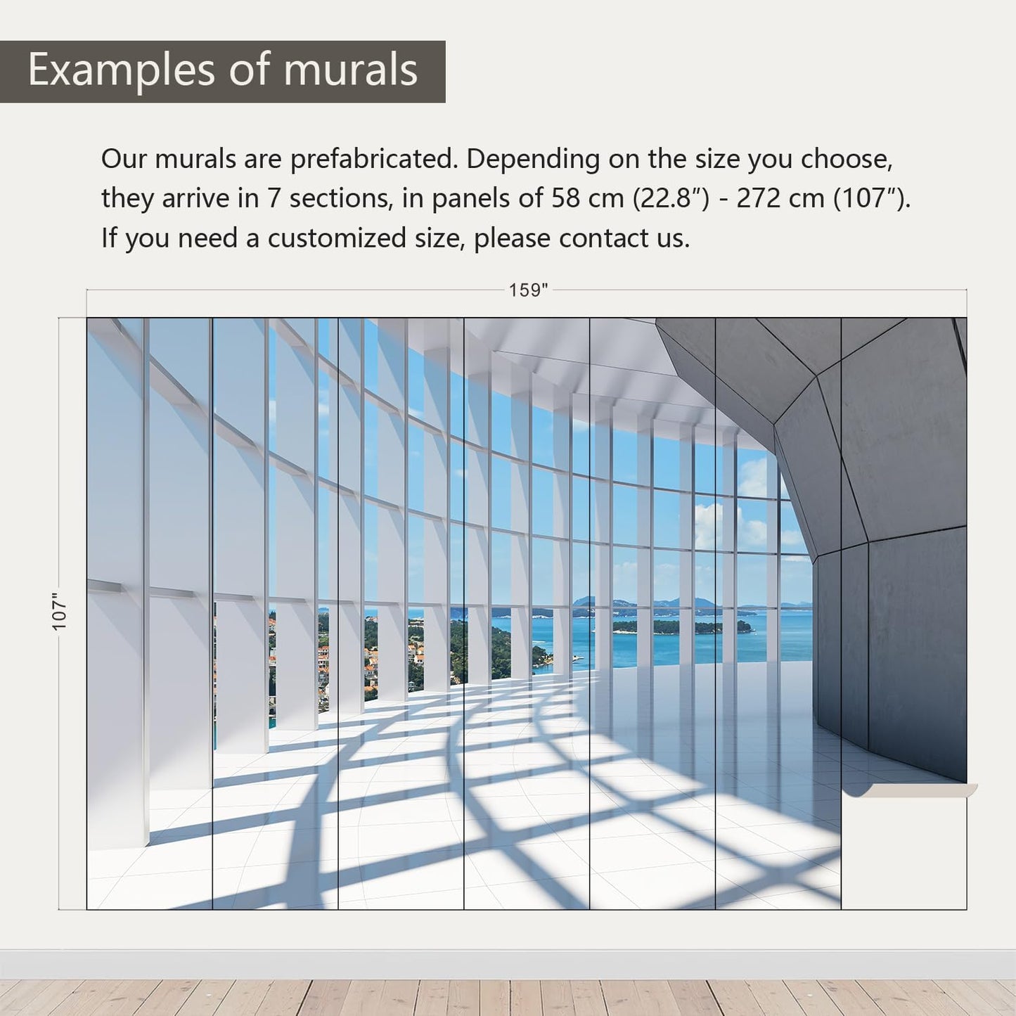 AFZEVEB-3D Blue Seascape Wallpaper Space Wall murals for Bedroom 159"x107" (Not Peel and Stick)