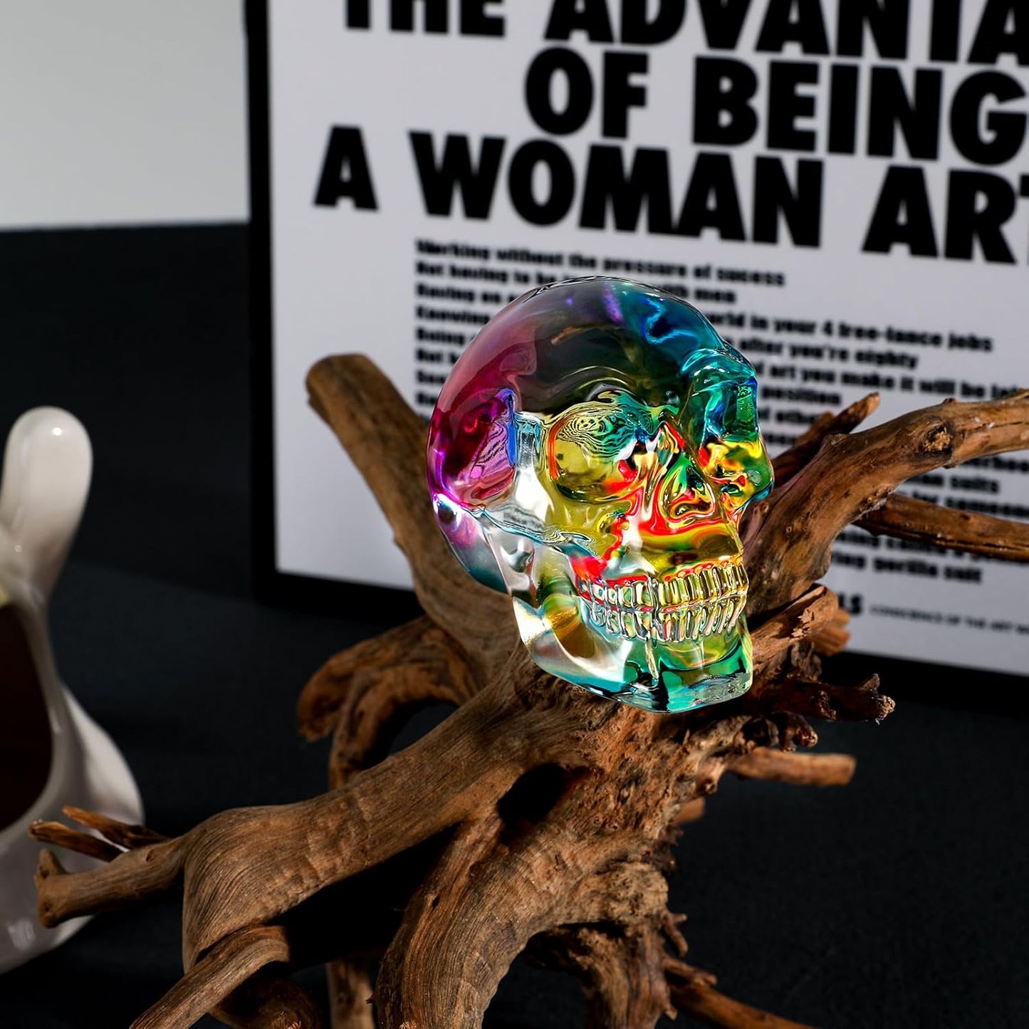 Model Statue for Home Décor Crystal Skull Decorative Figurine Gifts for Women Husbands Halloween Head Figurine Decoration Gift (Multi-Color Skull)