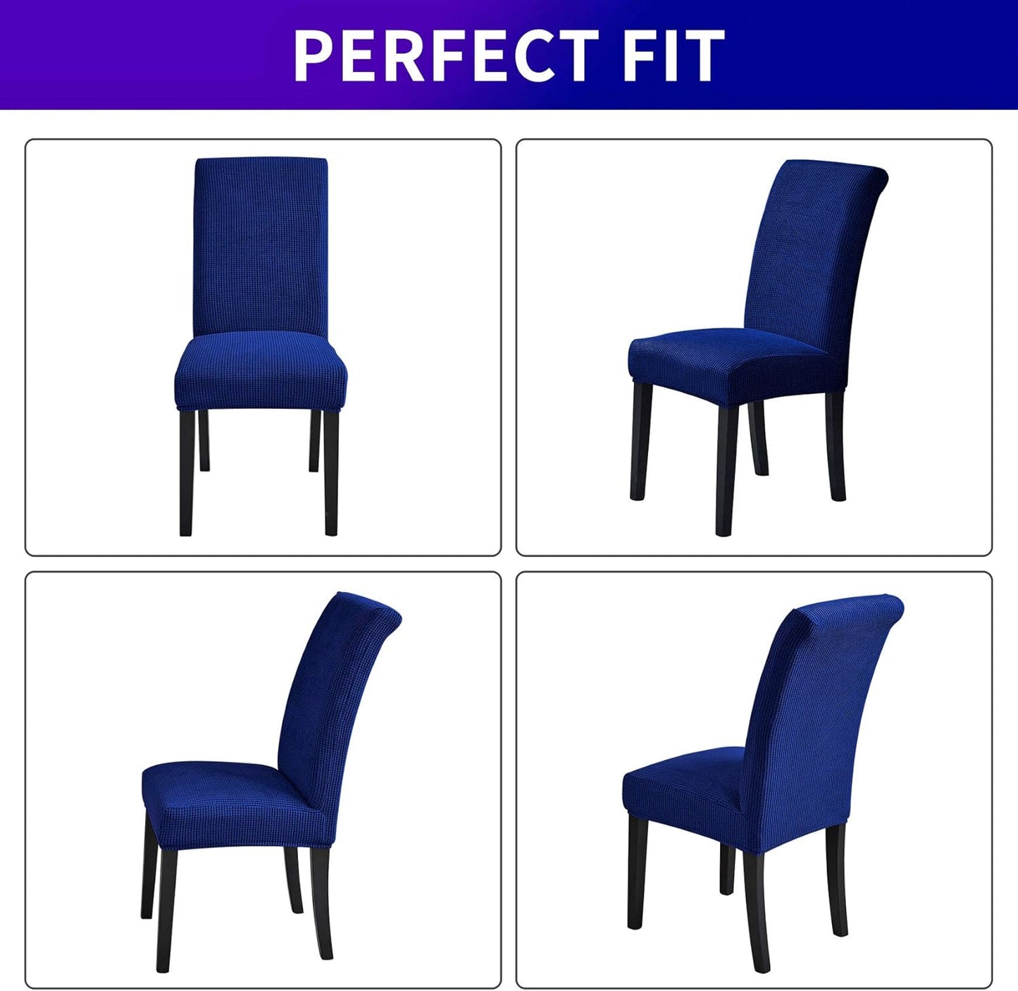 Howhic Stretch Chair Covers for Dining Room Set of 4, Removable Washable Dining Room Chair Covers, Dining Chair Slipcovers Seat Protector, Great for Home Decor and Banquet (Classic Blue, 4 Pack)