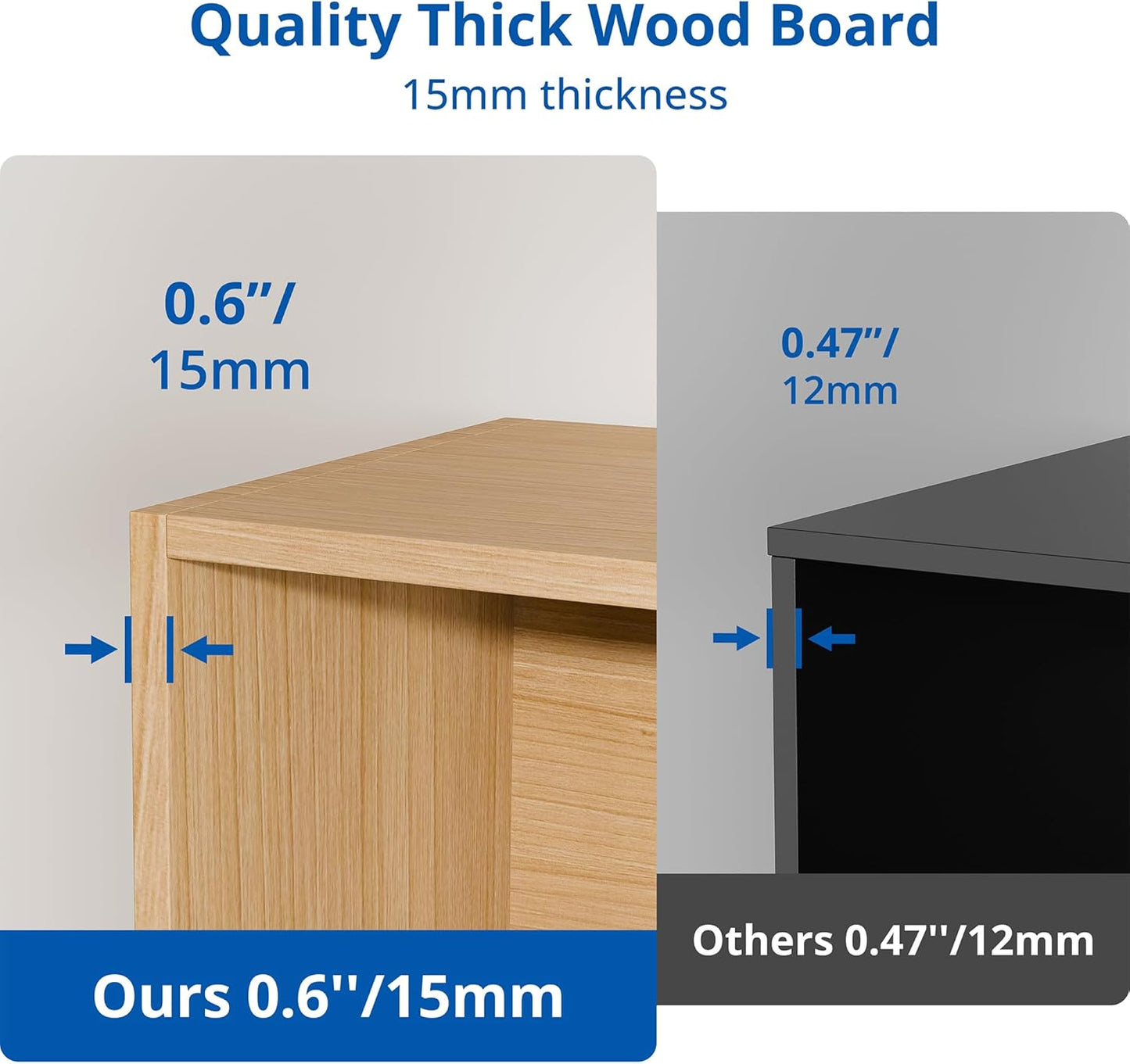 Cozy Castle Oak Bookshelf, 3-Tier Open Shelf Bookcase, 10 Cube Storage Organizer with Anti-Tilt Device, Freestanding Horizontal Bookshelf Cube Shelf for Bedroom, Living Room