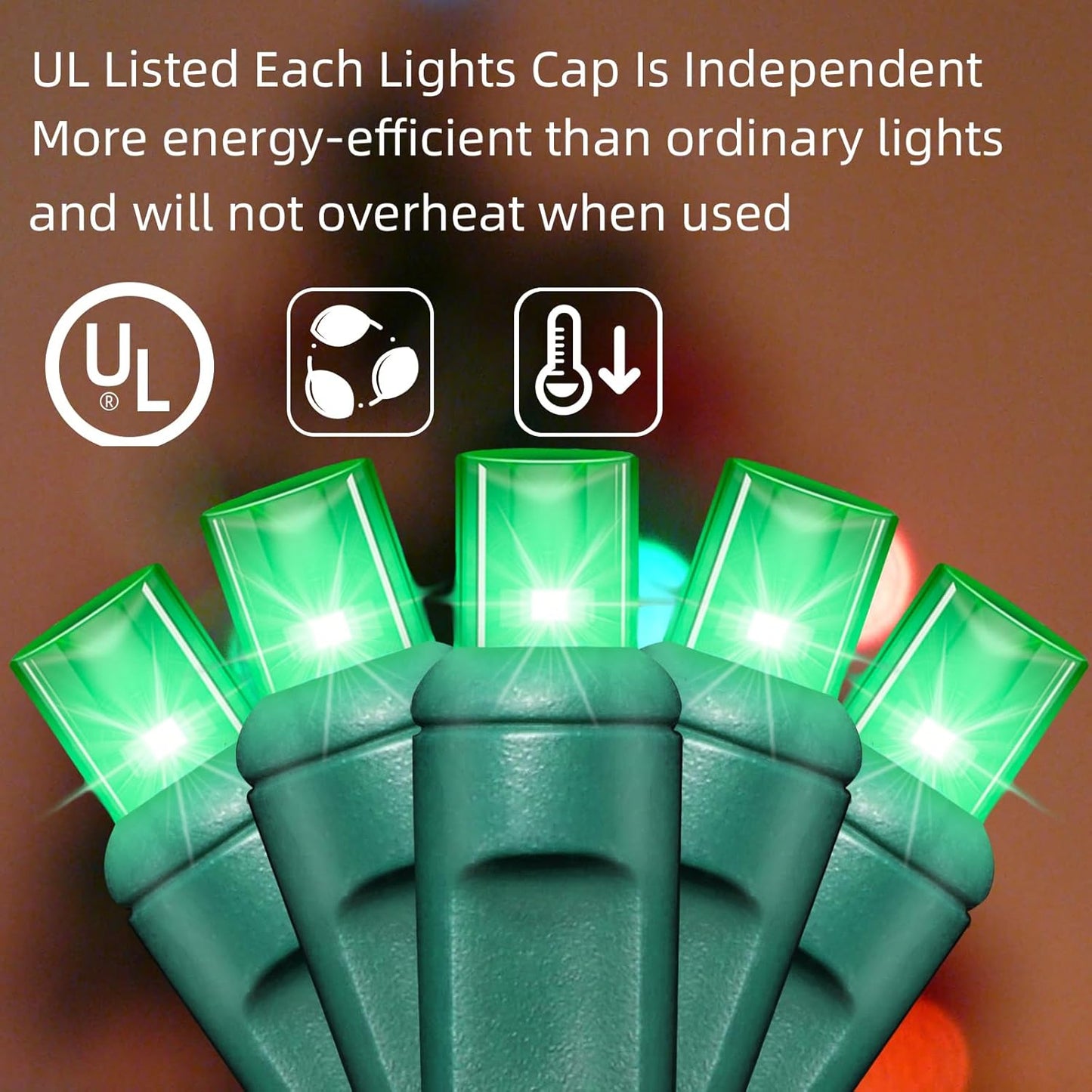 1200LED (24pk of 50L) String Lights, LED Christmas Lights, 6" SPACING,Green Wire, Green