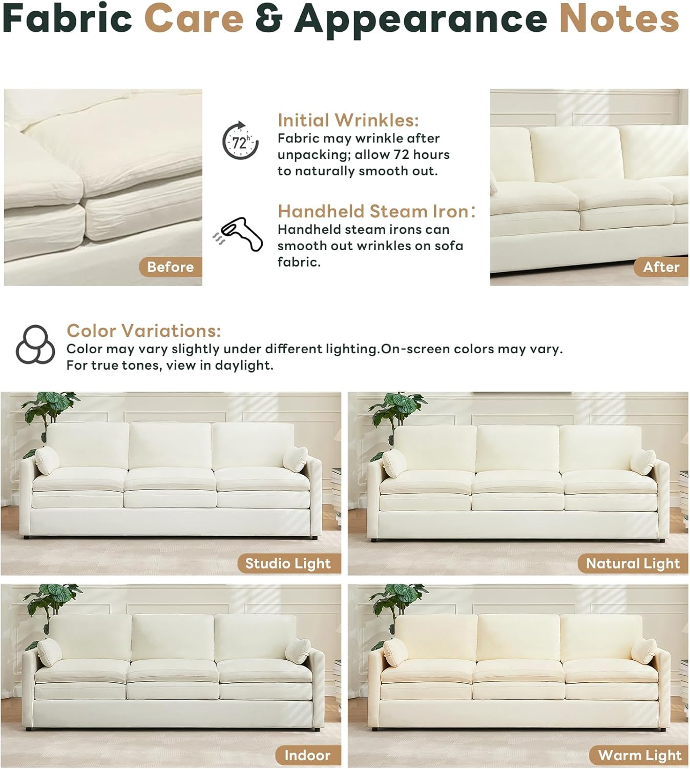 Tbfit Modern Couch Sofa, 89" Cloud Couch w/Pillows, Pocketed Spring Seat, Comfy 3-Seater Plush Foam Cushions, Chenille Fabric Removable Covers, Soft Upholstered Living Room Furniture Apartment, Beige