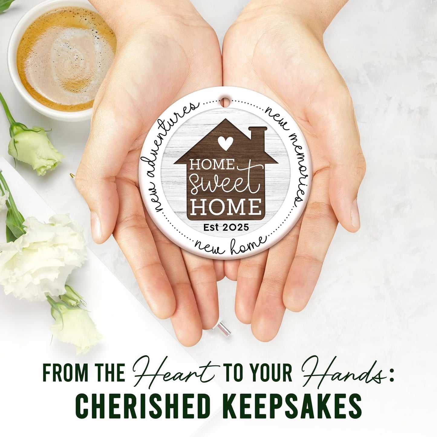 HEXMOZ New Home Gift Ideas - Best Housewarming Gifts 2025 - House Warming Gifts with New Home Ornament 2025 for Owners, Couples, Men, Women - First House Ornament, Our First Christmas Ceramic Keepsake