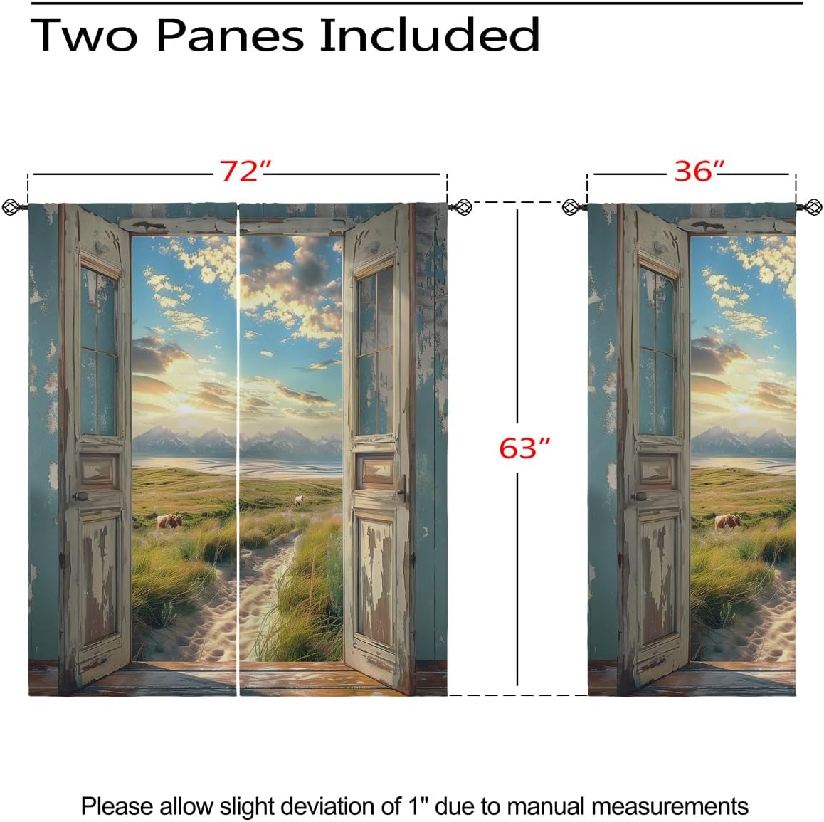 Landscape Blackout Curtains for Girls Boys Home Decor, Cow Sunset Grassland Mountain Natural Scenery Grommet Thermal Insulated Drapes Darkening Window Curtain for Bedroom Living Room, 72 x 63 Inch