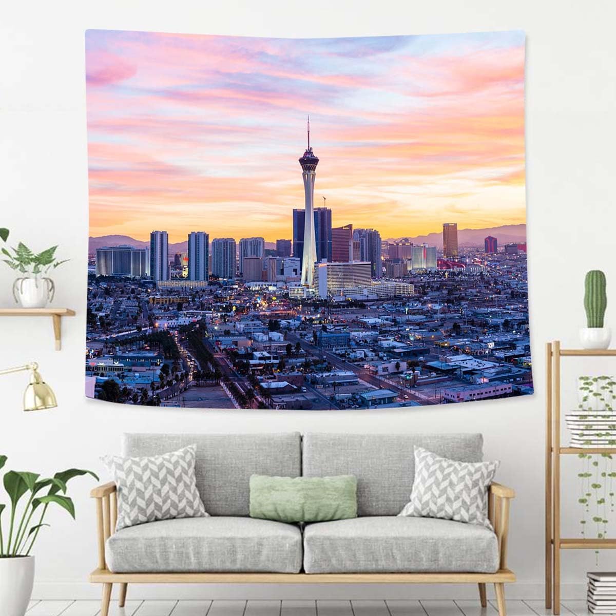 Las Vegas Tapestry For Bedroom Las Vegas City Skyline Tapestries Wall Hanging For Living Room Dorm Office 80×60 In