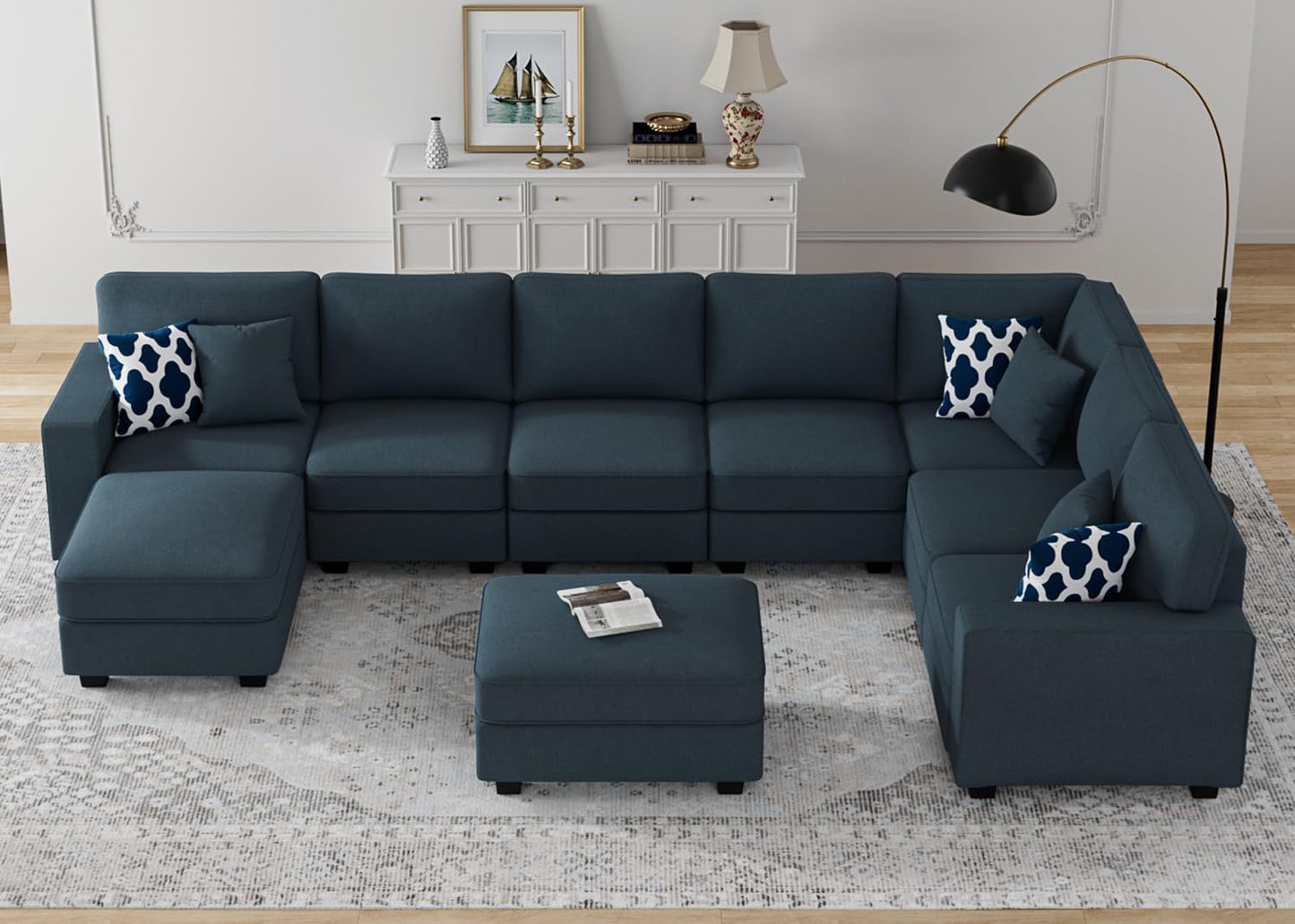 L Lengend Vansen Modular Sectional Sofa U Shaped Couch with Ottoman Modern Reversible Corner Sectional Couch for Living Room (Charcoal, U Shaped Sofa-5)
