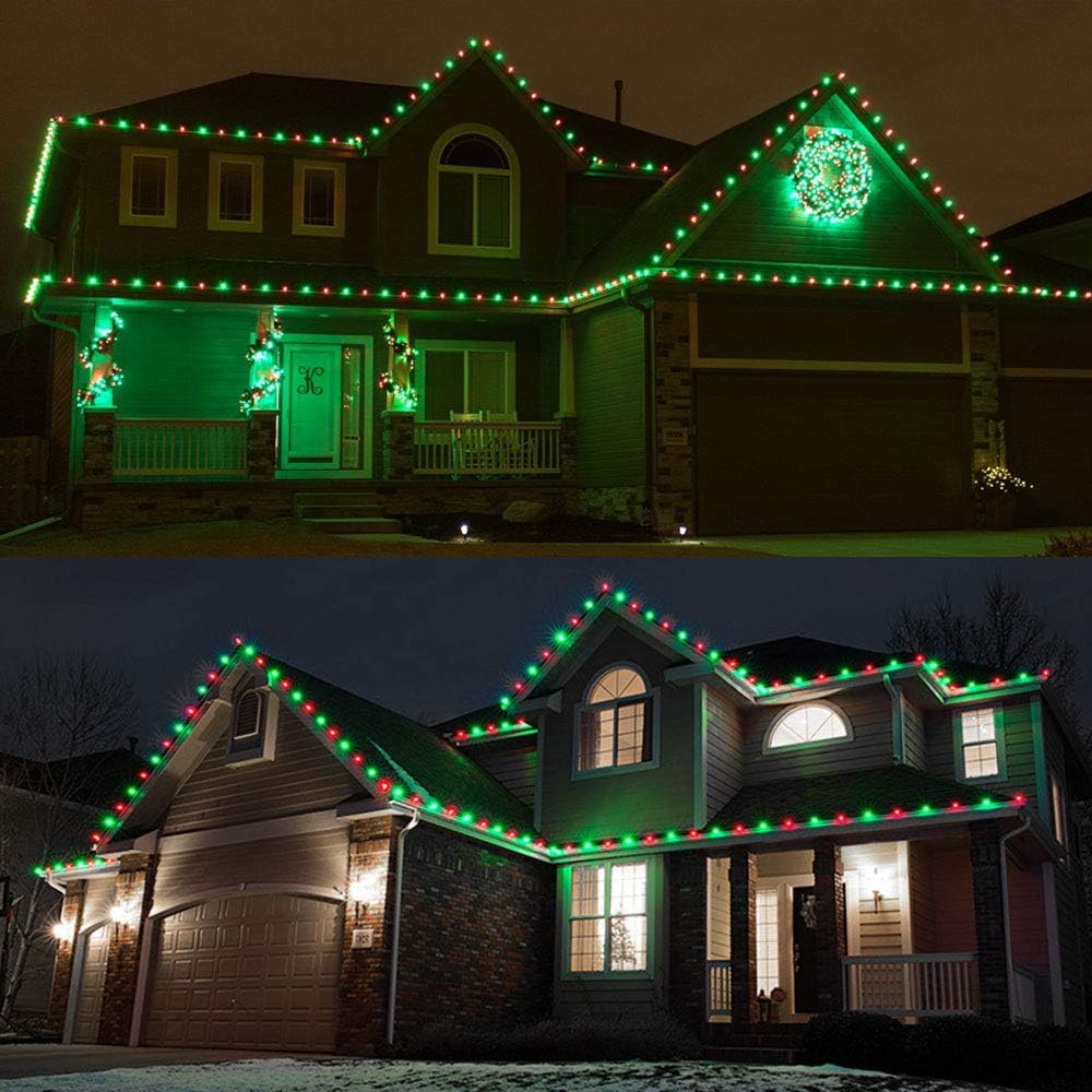 Brizled Red & Green C5 Christmas Lights, 33ft 100 LED Christmas Lights, Connectable 120V UL Certified Mini Christmas Lights Set Faceted Xmas Lights for Chrsitmas Tree Party Roof Indoor Outdoor Decor