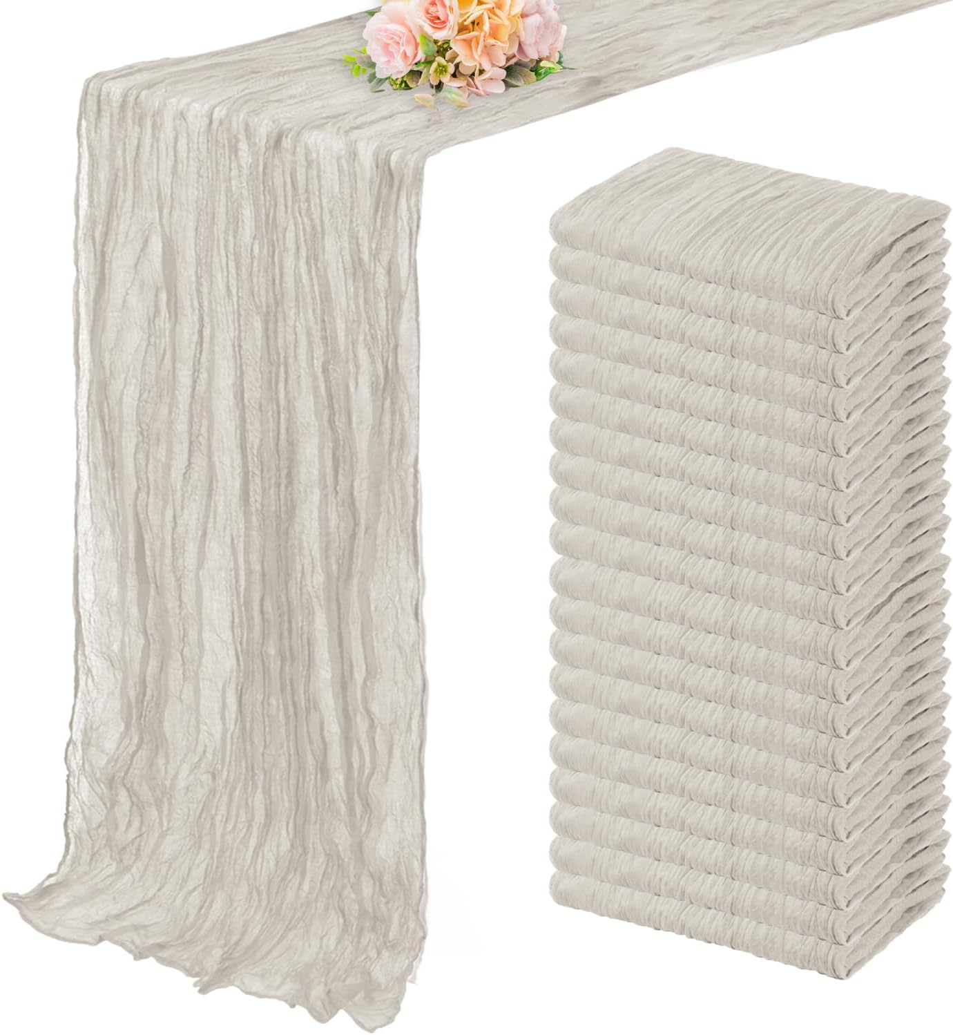 20 Pack Rose Brown Cheesecloth Table Runner 10FT Rustic Gauze Fabric Cheese Cloth Table Runner for Wedding Bridal Baby Shower Table Decor Boho Sheer Birthday Party Table Decorations 20 x 120 Inch Long