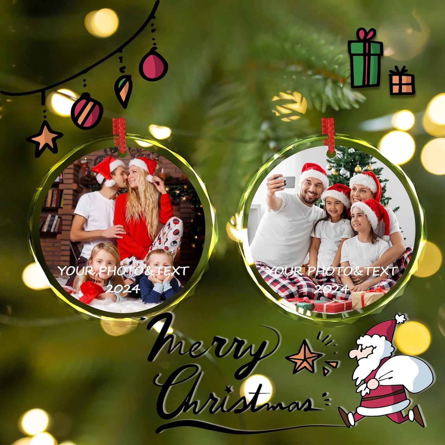 Personalized Christmas Ornaments 2025 Glass Custom Ornament Xmas Photo Ornament Customized Gifts Round