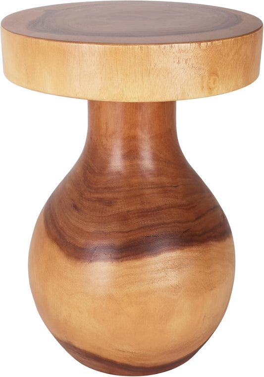 Rutledge & King Creston Wood End Table - Small Round Side Table - Suar Wood Side Table - Round Nightstand/Small Accent Table - Round End Tables Living Room - Wooden Side Table