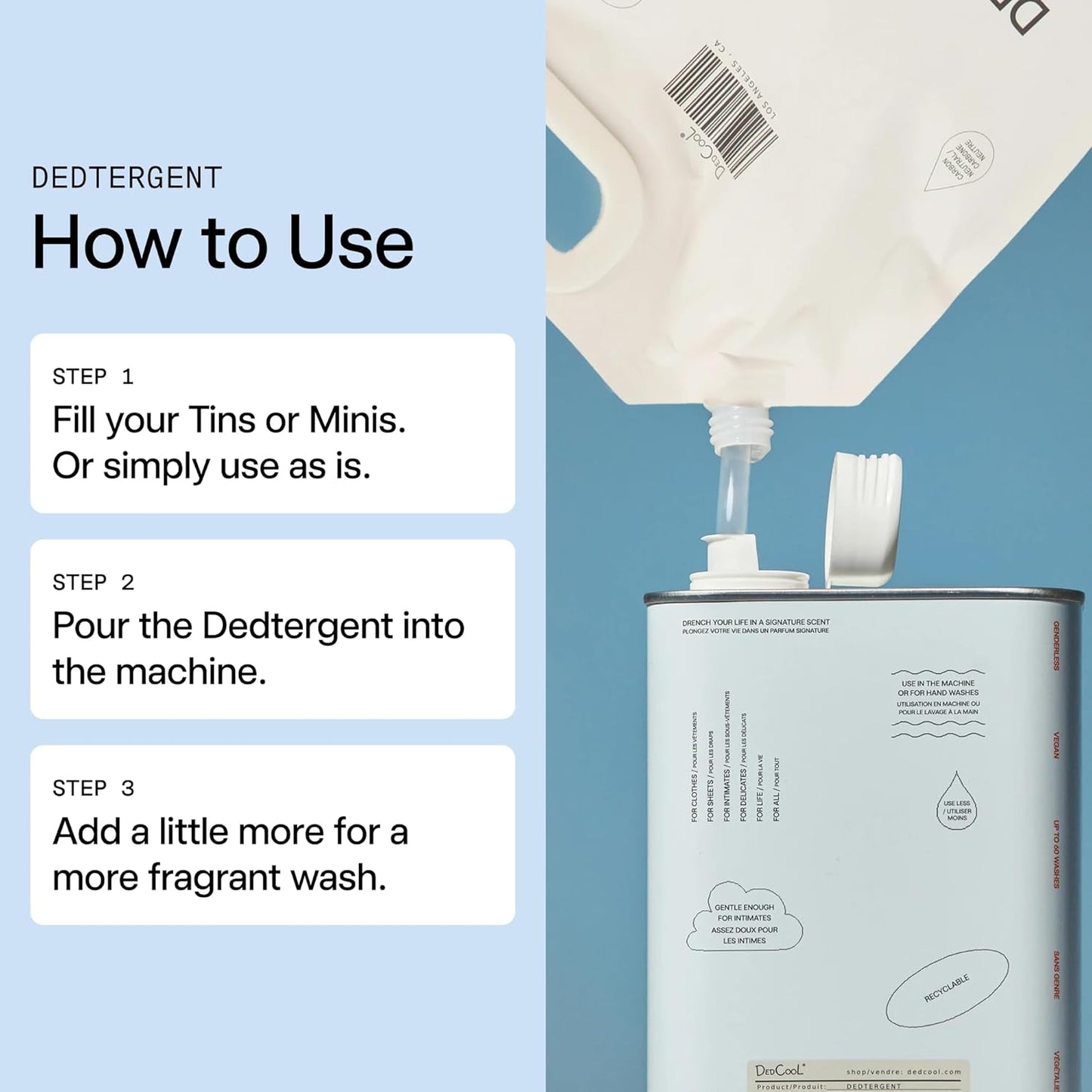 DedCool Liquid Laundry Dedtergent (01 Taunt Refill 64 fl oz) Luxurious Fragrance, Scented, Removes Stains, Ideal for 60 Washes, Infused with Essential Oils, Vegan, Non-Toxic, Cruelty & Dye Free