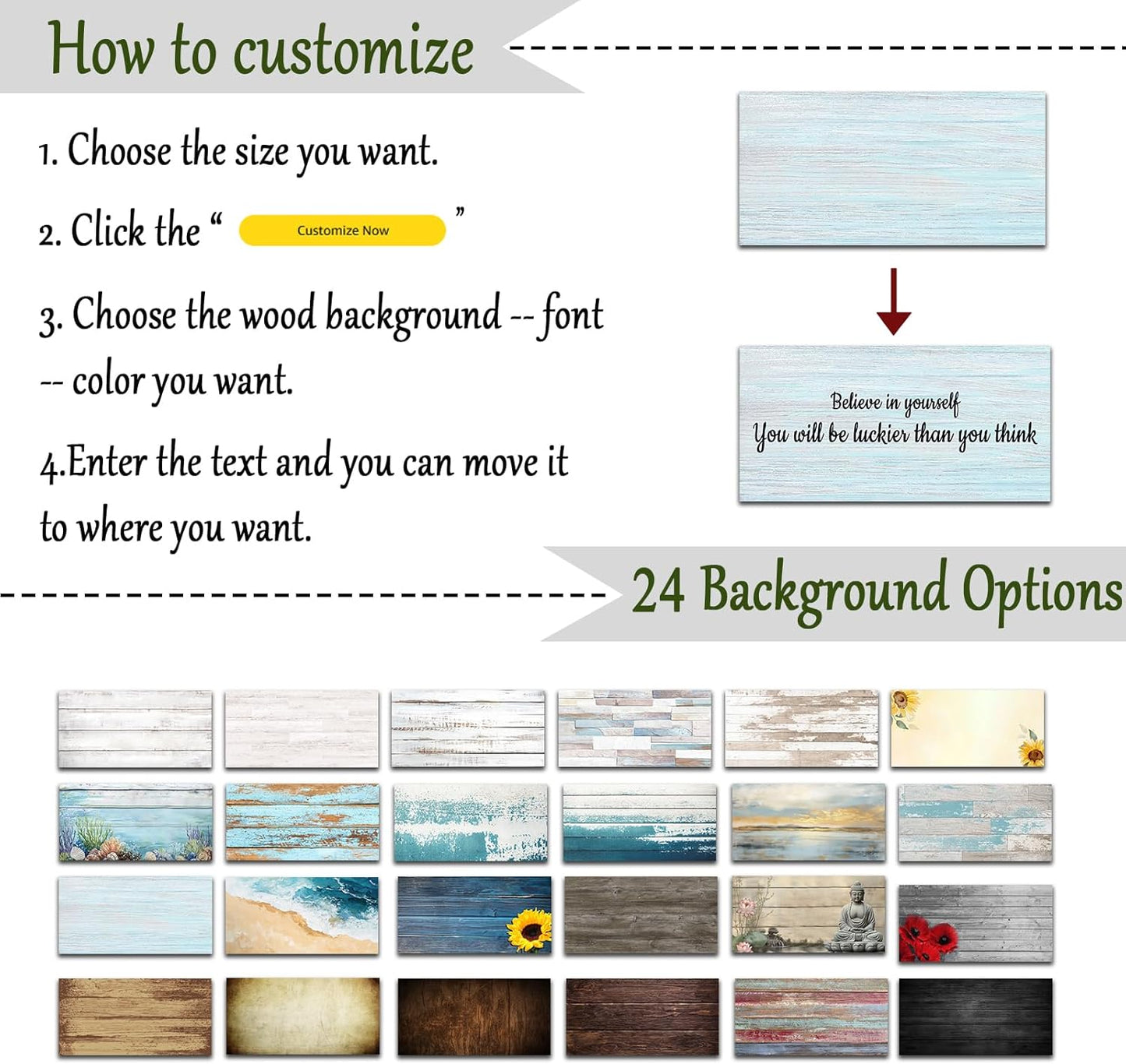 CHAOSETKEN Custom Text Sign Wall Art Personalized Family Quote Wall Decor Family Sign Canvas Prints Customized Wood Text Quote Pictures Rustic Farmhouse Decor Framed (15L x 5W)