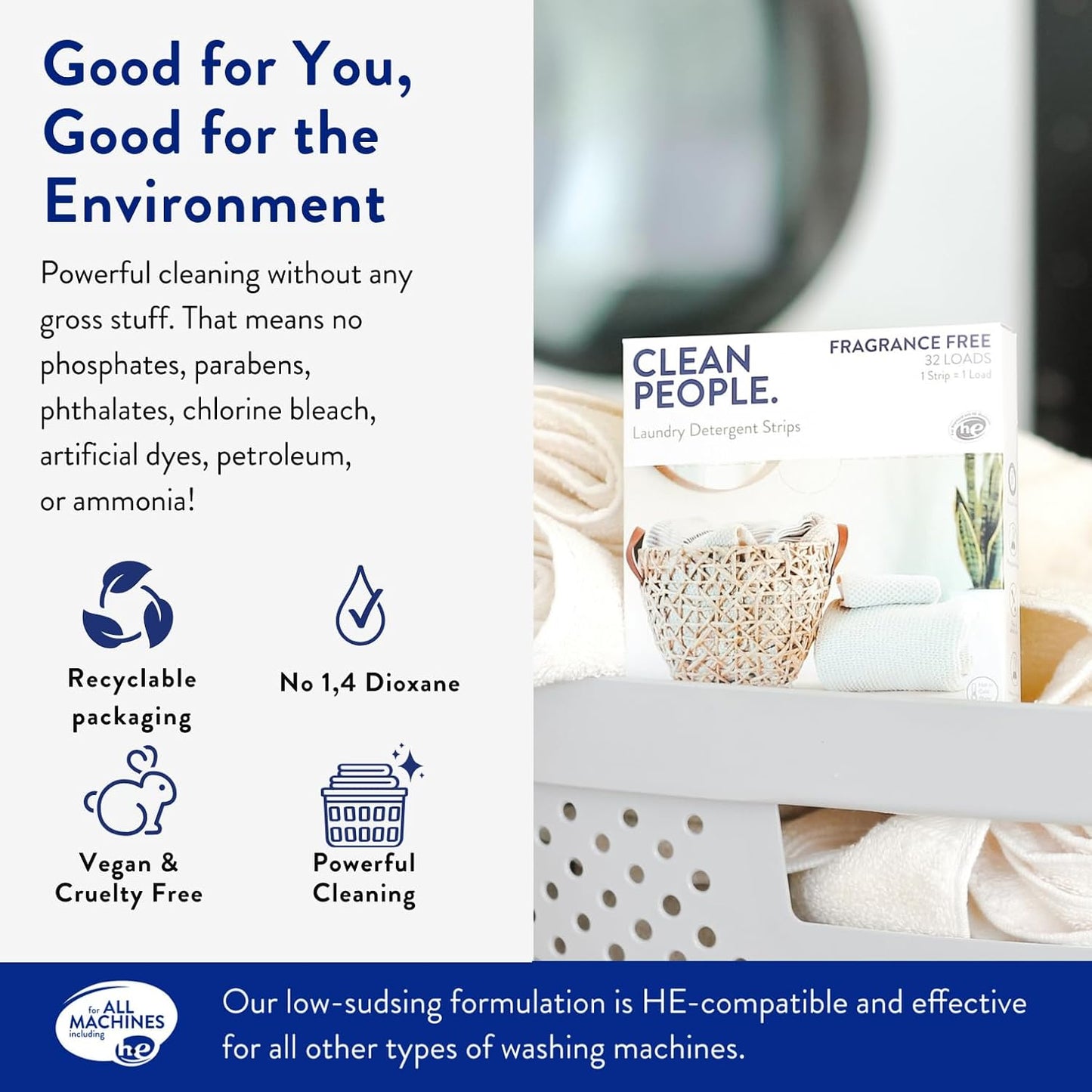 The Clean People Laundry Detergent Sheets - Laundry Soap - Ultra Concentrated, Recyclable Packaging, Stain Fighting - Fresh Scent, 192 Pack