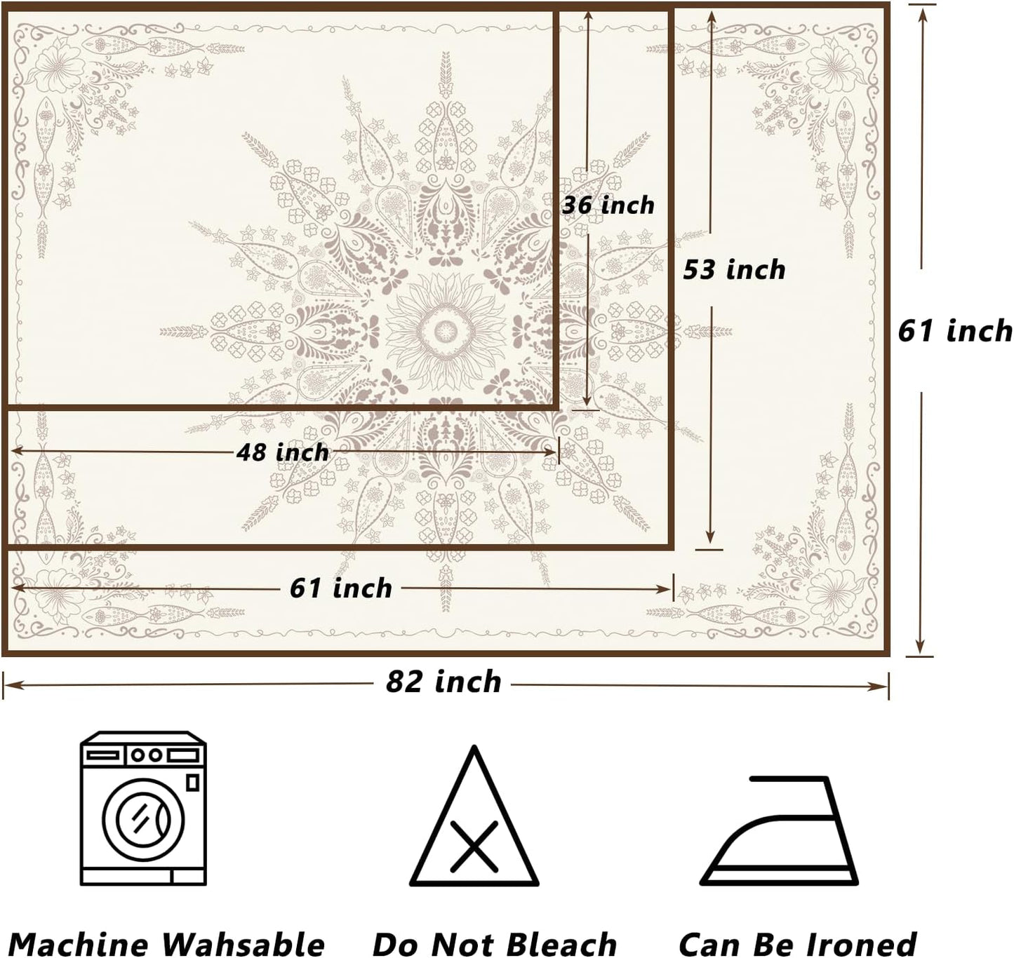 FORATER Floral Bohemian Tapestry, Flower Aesthetic Tapestry Indian Wall Hanging Boho Tapestries Mandala Room Decor for Bedroom Living Room Dorm (Flaxen, 61L x 53W)