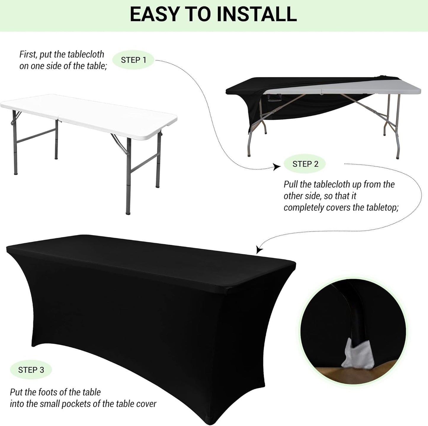 Obstal 4Ft Stretch Spandex Table Cover for Standard Folding Tables - 2 Pack Universal Rectangular Fitted Tablecloth for Party, Banquet, Events, Trade Show (Dark Purple, 48L x 24W x 30H Inches)