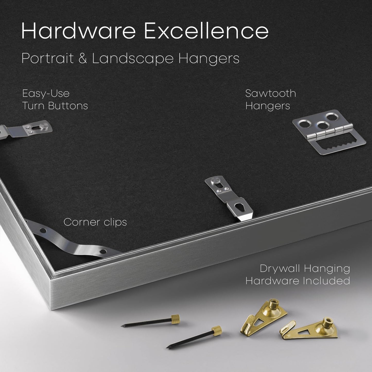 Homeforia A2 Poster Frame Silver, High End Metal A2 Picture Frames Silver with Mat A3 Print, 16.5x23.4 Frames Matted to 11.7x16.5 Photo, 16.5 by 23.5 Hanging Frames, Tempered Glass, Wall Kit, Set of 1