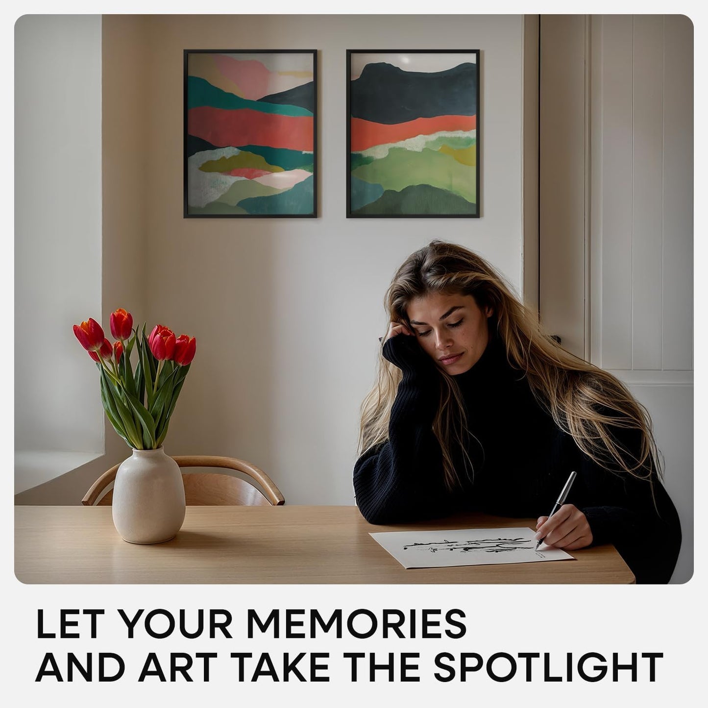 Homeforia 12x16 Picture Frame Black, High End Metal 12x16 Poster Frames with Mat 9x12 for Photo, 12 x 16 Black Frame Matted to 9 by 12 inch Print, 16x12 Thin Frames, Tempered Glass, Wall Kit, Set of 1