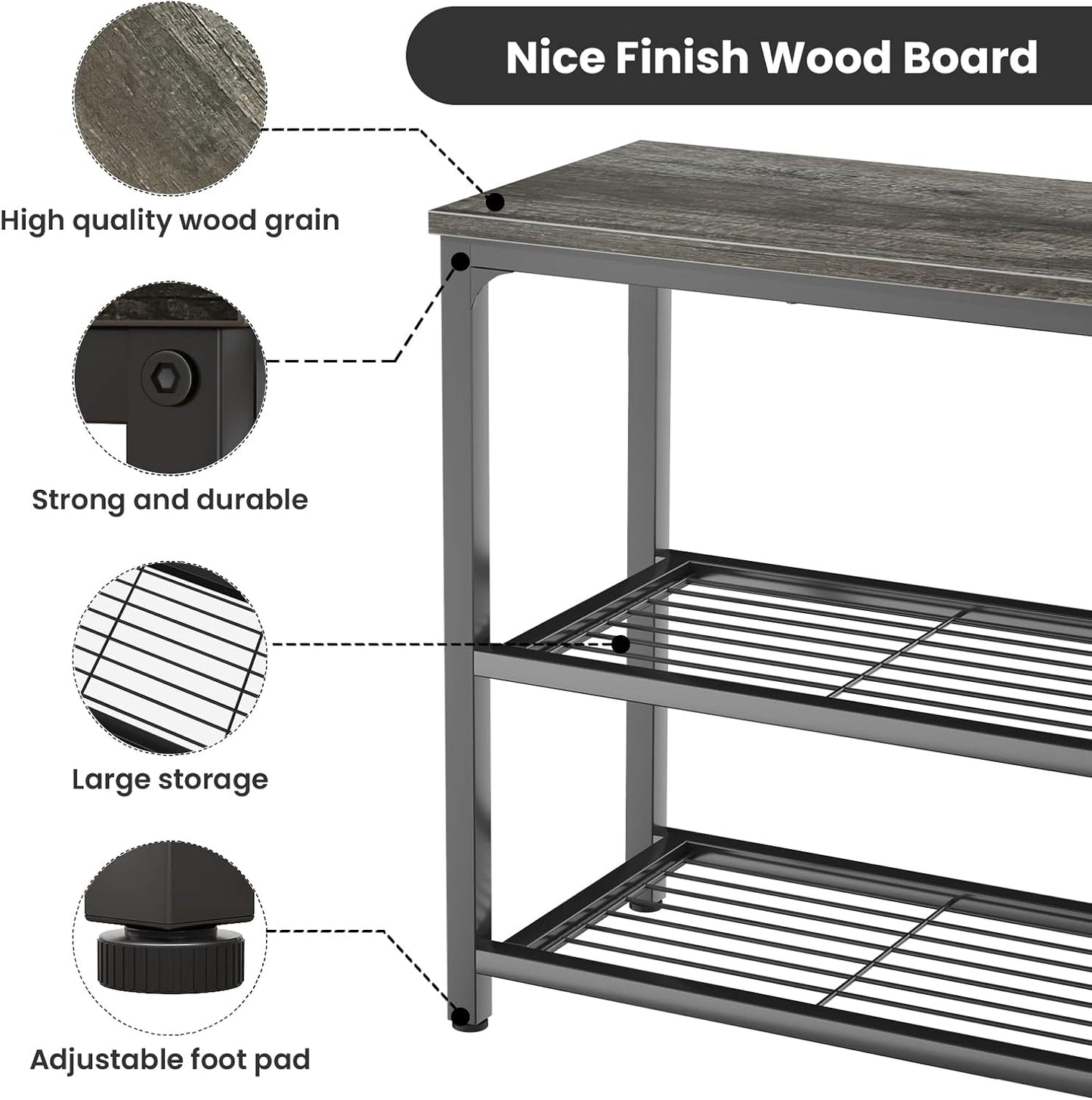 Ecoprsio Small Console Table, Sofa Table with Double Mesh Shelves, Modern Entryway Table for Entryway, Hallway, Foyer, Front Hall, Sofa Couch, Living Room, Bar, Kitchen, 32 Inch, Grey