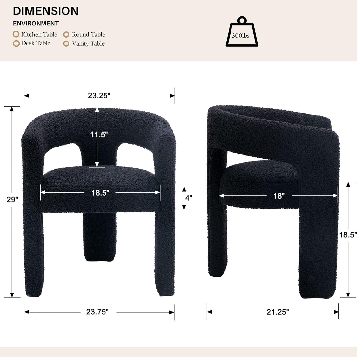 Black Sherpa Dining Chairs Set of 4, Modern Barrel Dining Room Chairs Upholstered Faux Fur Accent Chair with Arms and Round Back for Living Room Kitchen Armchair No Assembly Needed