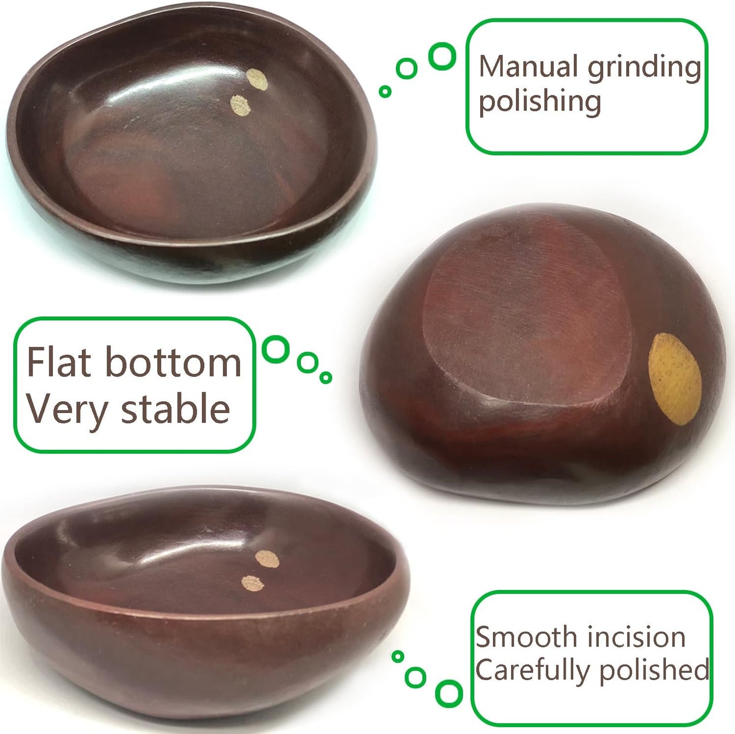 Handmade Decorative Bowl - Natural River Stone Pebble Artisan Crafted Serving Dish | 4-6 Inch Unique Decorative Tray for Home Centerpiece, Jewelry Holder (Deep Red)