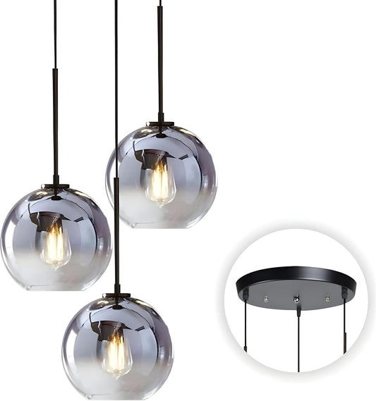 KCO Lighting 3 Pendant Light Fixtures Ceiling Hanging Large Glass Cluster Chandelier Nordic Mercury Glass Pendant Light Modern Cluster Pendant Light Fixture