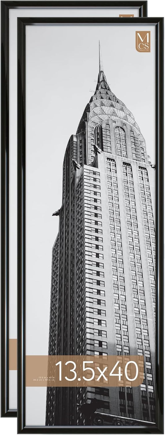 MCS Trendsetter 13.5x40 Poster Frame Black High-Gloss, Vertical & Horizontal Wall Hanging Large Picture Frame for Photos, Posters & Art Prints (1-Pack)