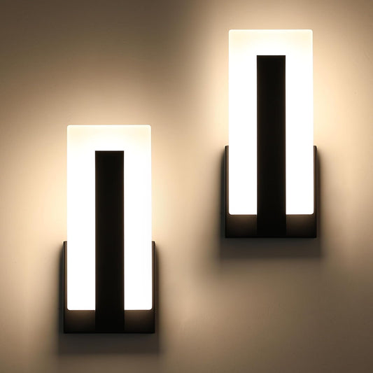 Joosenhouse Modern LED Wall Sconce Dimmable Wall Mounted Lamp Set of 2, Black 3000K Warm White Wall Lamp, Hardwired Bathroom Vanity Light, Indoor Wall Lights for Hallway, Bedroom, Study, Living Room.