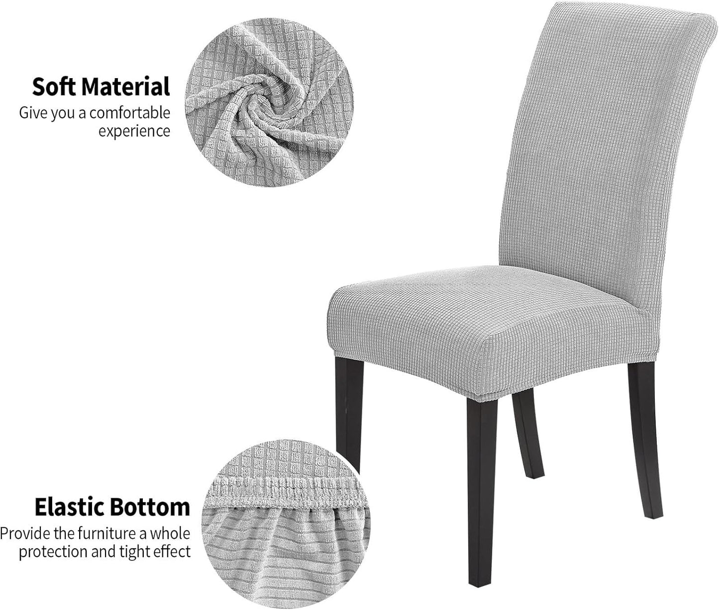 Joccun Chair Covers for Dining Room Set of 2,Dining Chair Slipcovers Stretch Dining Room Chair Covers Seat Protector,Washable Parsons Chair Cover for Home,Hotel,Banquet(Silver,2 Pack)