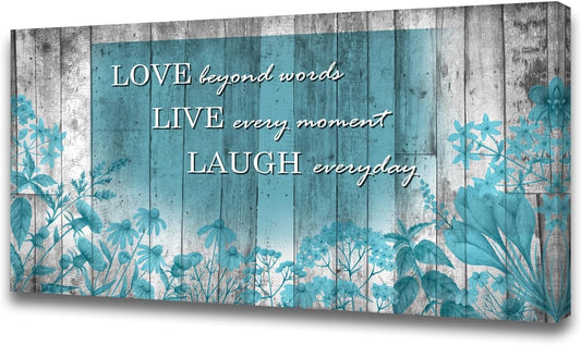 Cao Gen Decor Art S07062 Wall Art Motivational Quotes Canvas Prints 1 Panels Teal Flowers Abstract Pictures Paintings Stretched and Framed for Living Room Bedroom Kicthen Office Artwork
