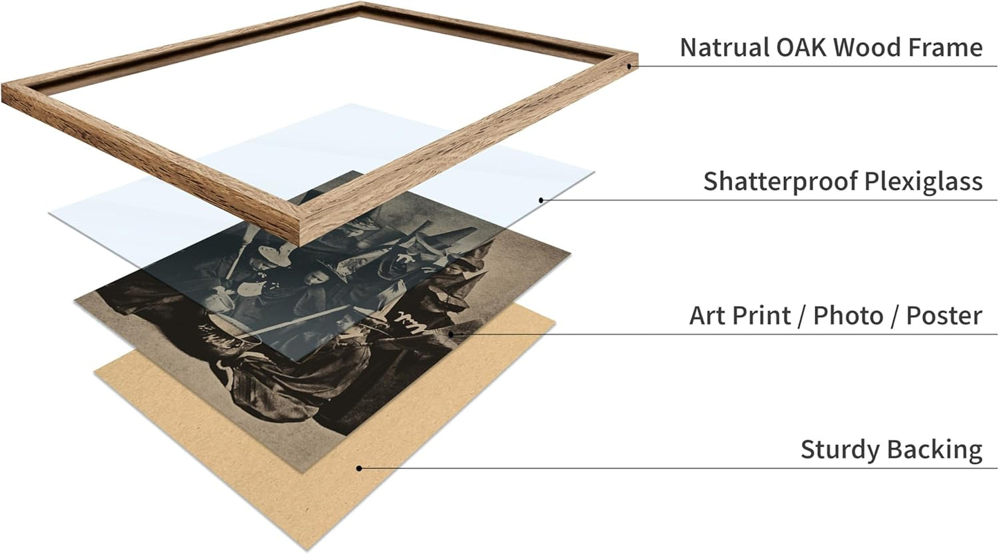 Poster Master Vintage Photograph Poster - Retro Halloween Print - Gift for Artist, Friend - Witches Cooking, Pointy Hats, Broomsticks, Black Magic - Wall Decor for Bedroom, 16x20 Beige Framed