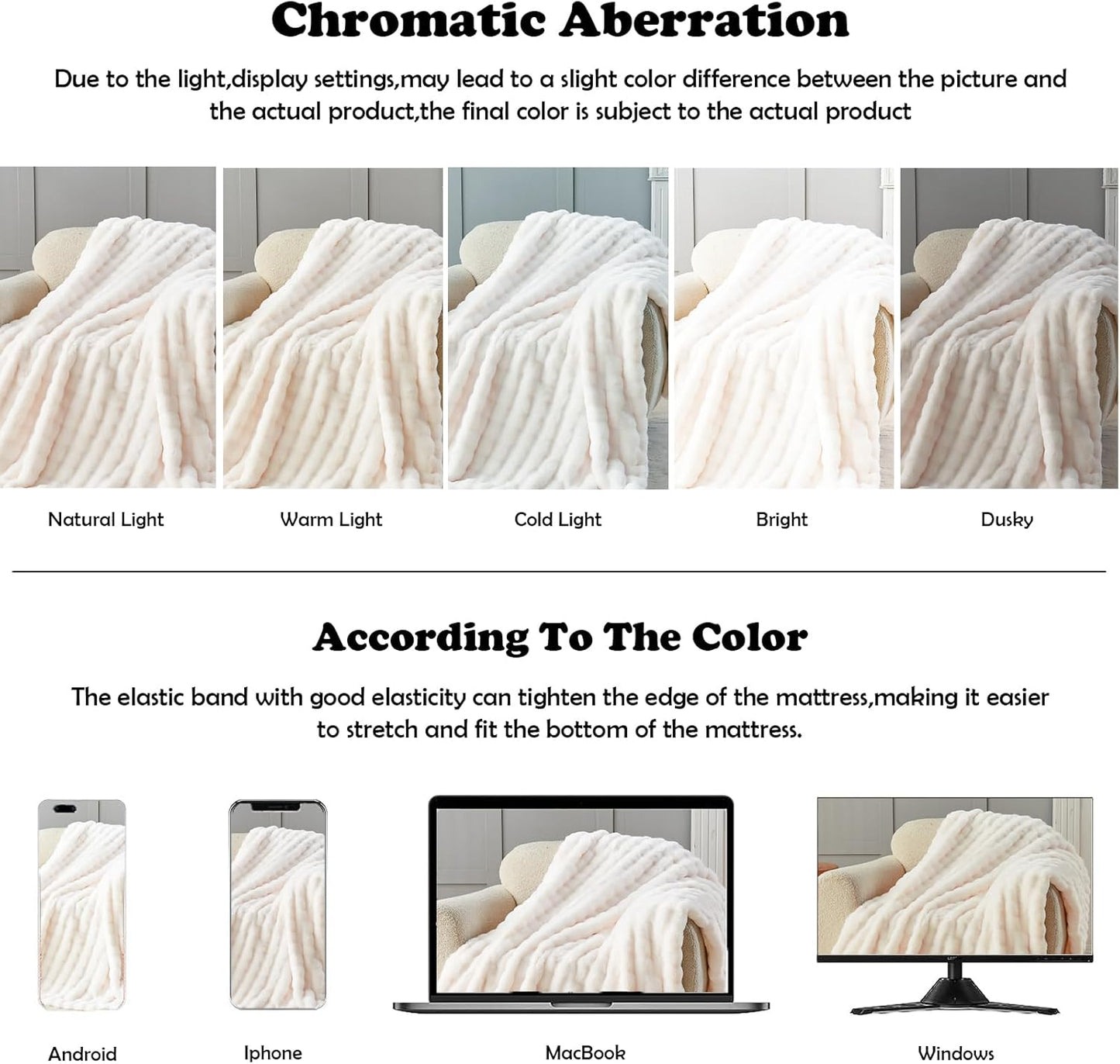 NEWCOSPLAY Faux Fur Throw Blanket Ivory Bubble Blanket Thick Warm Soft for Couch Sofa Bed 550GSM (Ivory, Throw(50"x60"))