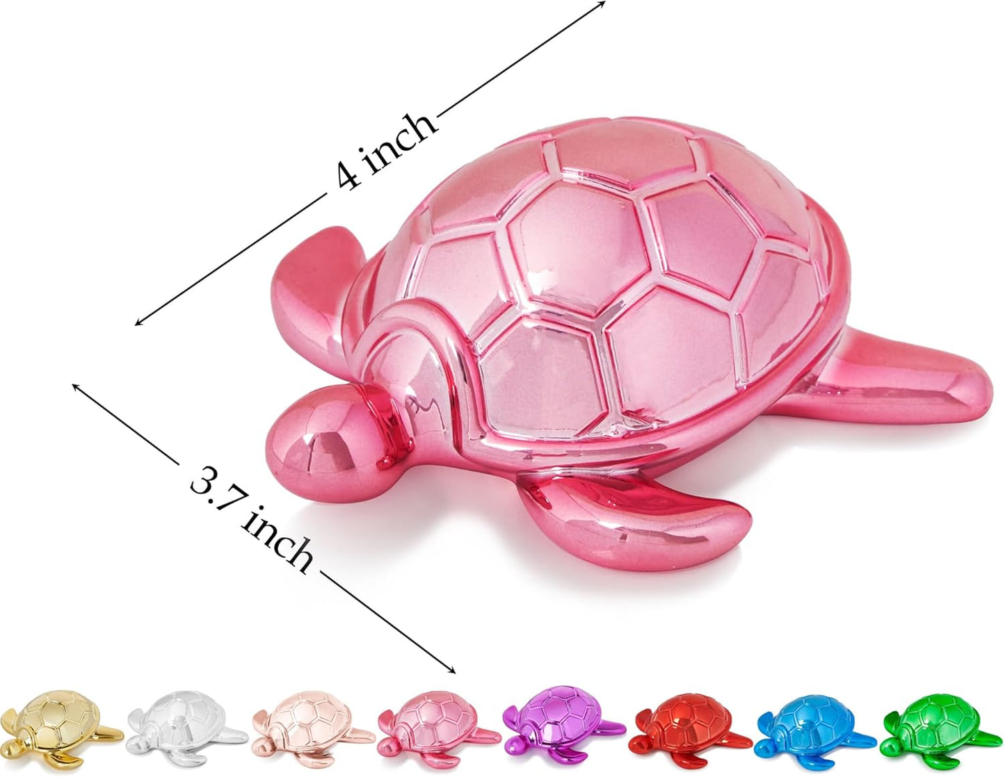 Small Sea Turtle Statue 4 inch Shiny Pink Accent Knick Knacks Paperweight for Bathroom Home Office Shelf Desk Table Decor, Cute Sea Turtle Gifts for Women