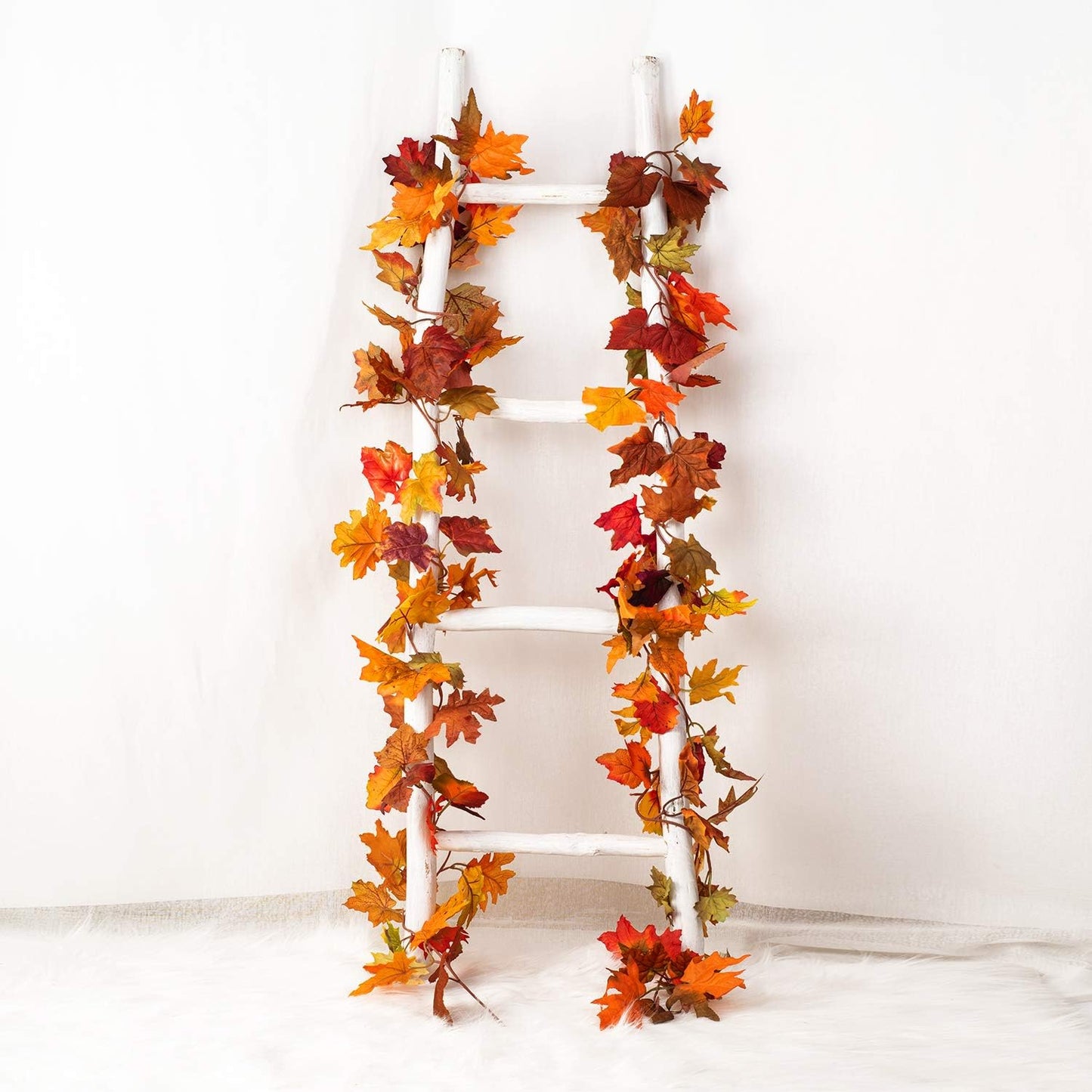 Lvydec 4 Pack Fall Maple Garland - 5.9ft/Strand Artificial Fall Foliage Garland Realistic Maple Leaves Autumn Decor for Home Wedding Halloween Thanksgiving Party (Mixed Color)