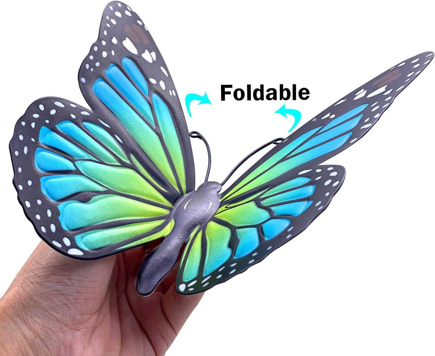 Metal Butterfly Wall Art Outdoor Decor - 4 Pack 9.8in Butterflies Wall Sculpture Hanging Decor for Outdoor and Indoor, Balcony Yard Patio Fence Garden Decorations, Nice Gift for Mom Friend