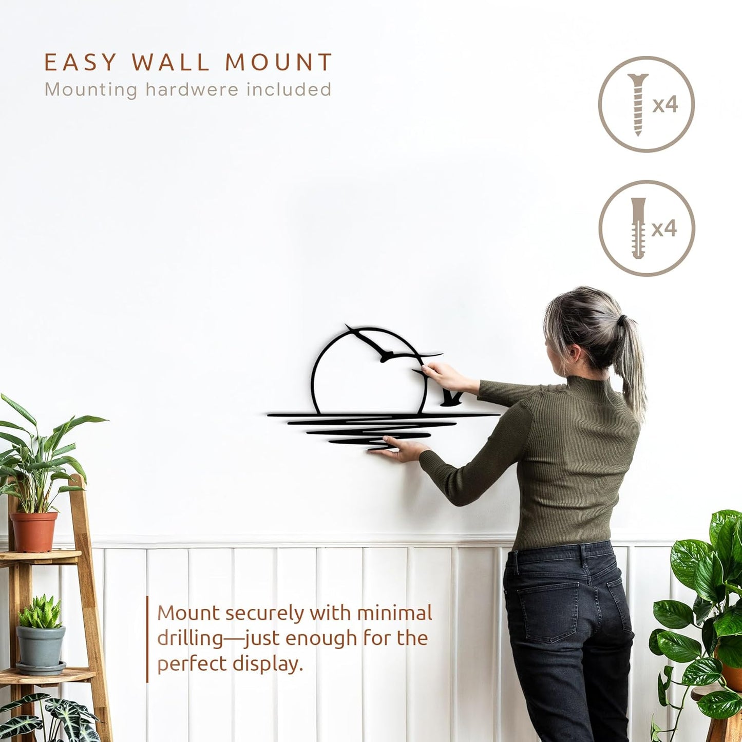 Wita Home Sunset with Seagulls Metal Wall Mounted Art, Handcrafted Metal Home Decor with Static Powder Coating, Eye-Catching Addition to Living Room Decor, Modern Beach Decor for Indoor and Outdoor Spaces, Perfect Housewarming Gift (18 x 9 inches)