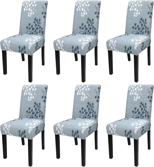 JQinHome Pattern Chair Covers for Dining Room Set of 6, High Stretch Removable Washable Parsons Chair Slipcover for Home Party Hotel Wedding Ceremony (Flower,6PCS)