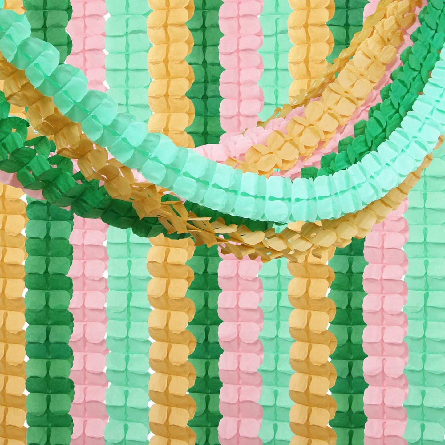 Sage-Green Pink-Gold Party-Decorations Streamers Garland - 12pcs 4-Leaf Clover Paper Streamer Wedding Bridal Shower Bachelorette Engagement Paper Flowers Banners Valentines Mothers Day Decor Ouruola