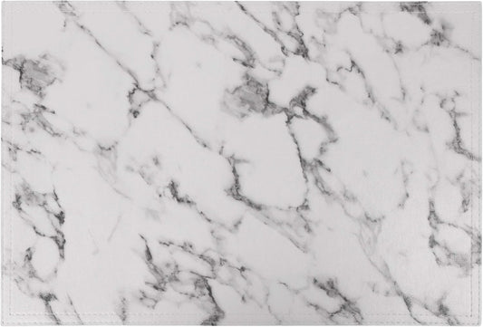 Marble Faux Leather PU Placemats, Set of 8, Easy to Clean, Heat & Stain Resistant for Conference Table,Dining Home Office Decor