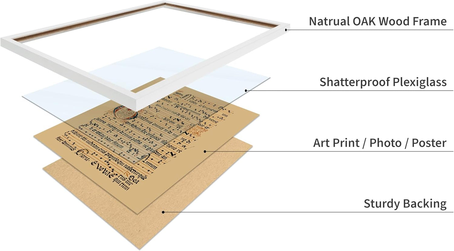 Poster Master Vintage Hymnal Poster - Retro Music Print - Gift for Artist, Friend - Graduale Aboense, Gregorian Chant Manuscript, Score - Wall Decor for Living Room, Bedroom, 16x20 White Framed
