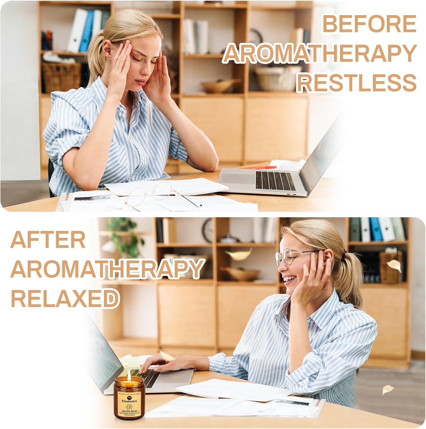 Lavender Scented Candle Set 2 Pack, Candle for Home Scented, Odor Eliminating, Stress Relief, 15oz, 110 Hours Long Lasting Candles, Soy Candle Set for Women