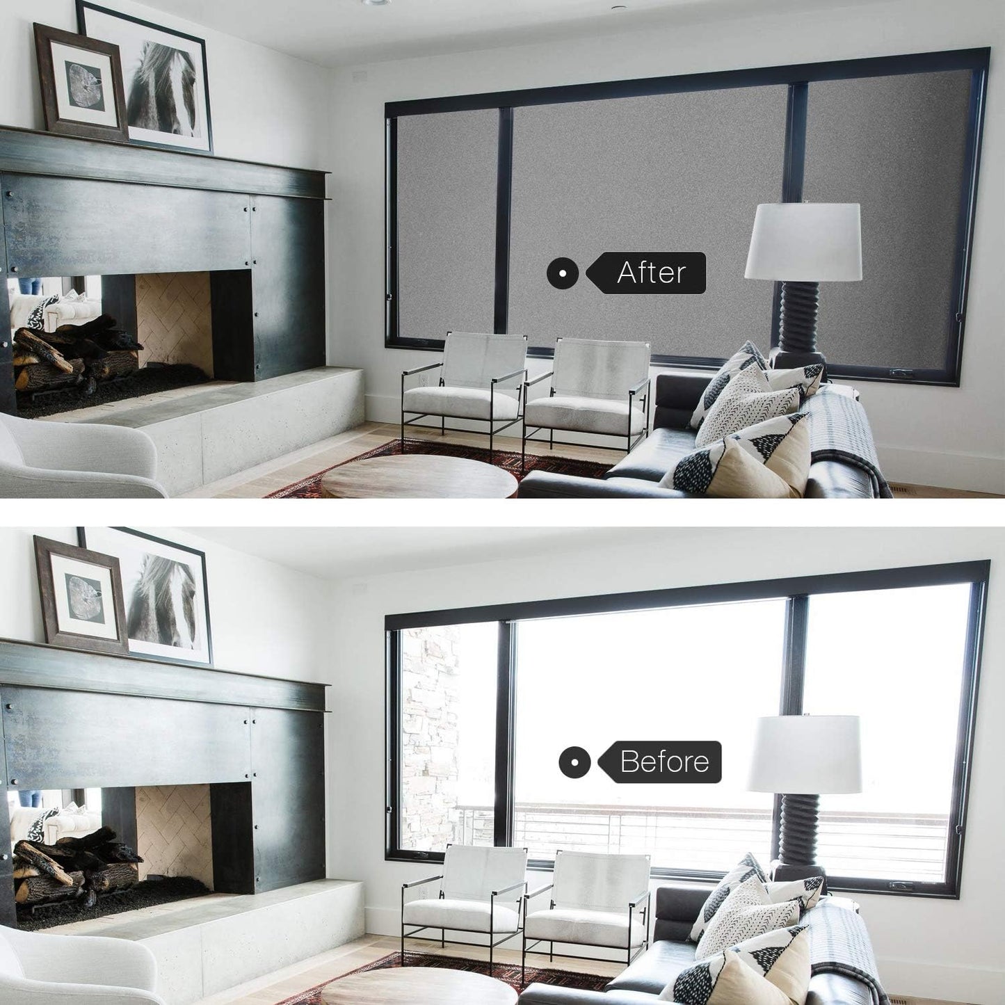 HIDBEA Frosted Window Privacy Film - Non Adhesive Static Cling Glass Stickers Sun UV Blocking Heat Control Door Covering Decals for Home Office, Frosted Gray, 17.5 x 78.7 Inch