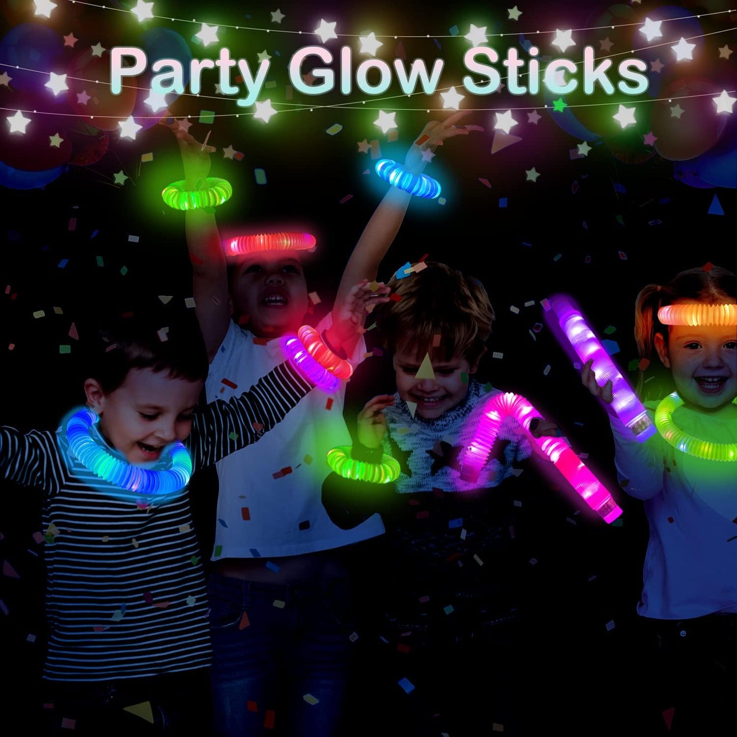 24 PCS Light Up Party Favors Supplies for Kids 4-8-12,Bulk Glow Sticks Bracelet Necklace Accessories for Toddlers,Birthday Return Gifts Treats Non Candy,Halloween Goodie Bag Stuffers for Boys Girls
