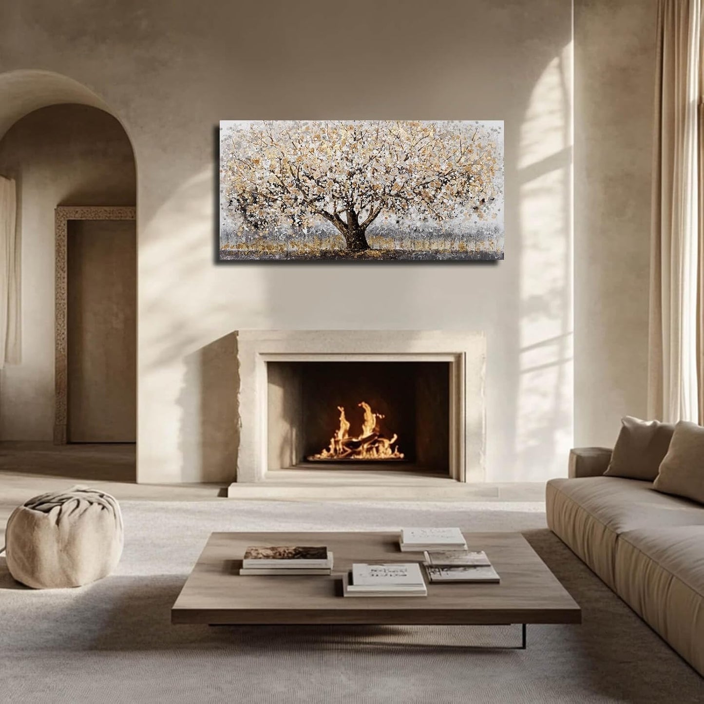 Gold Wall Decor Large Framed Canvas Art for Living Room Vintage Botanical Pictures Office Poster Prints Artwork Paintings for Home Hotel 29”x58”