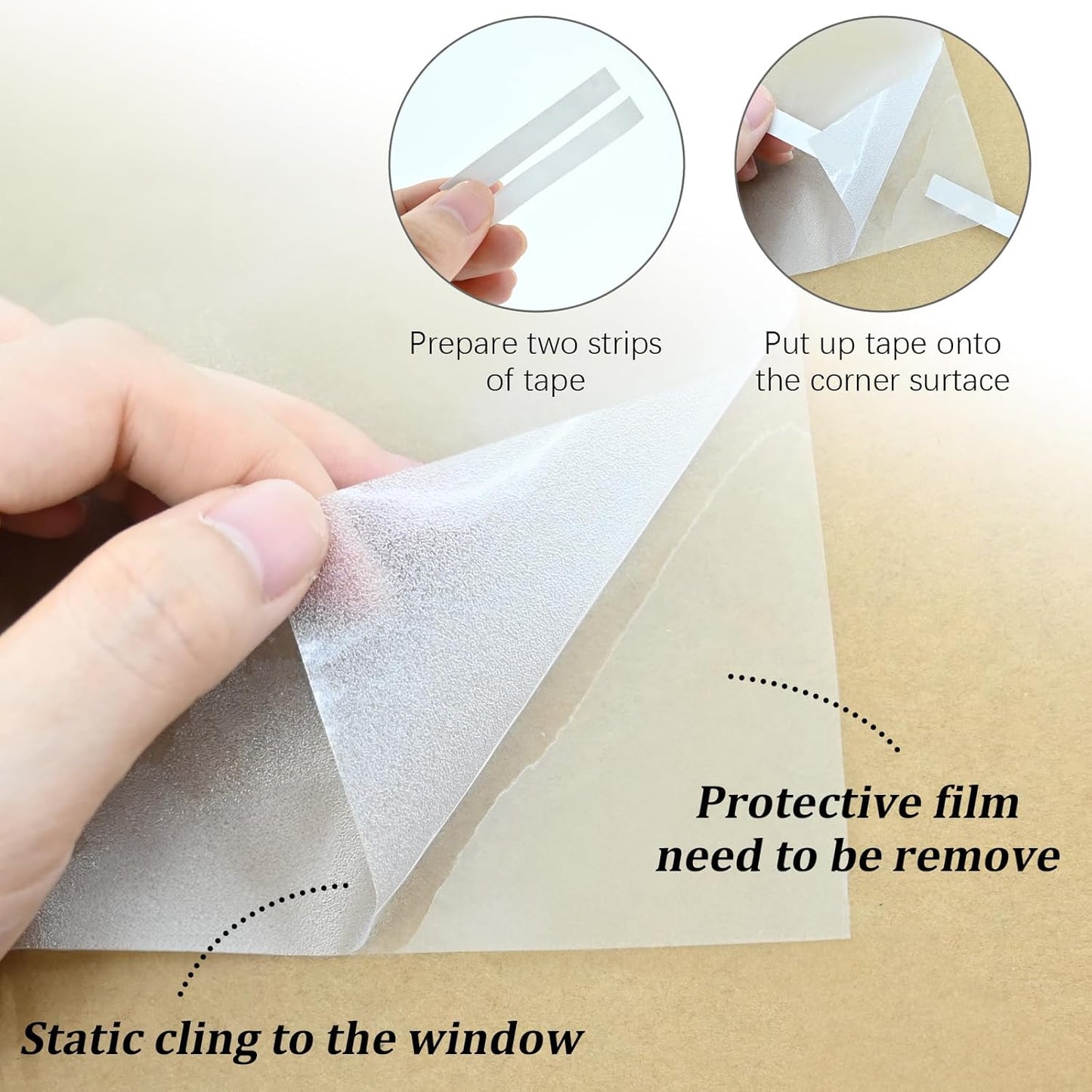 Window Privacy Film, Frosted Glass Static Cling Non-Adhesive Window Cover For Bathroom UV Sunlight Blocking Heat Control For Home Decorative Frosting Pure Matte White Size 17.5 x 157.4 Inches