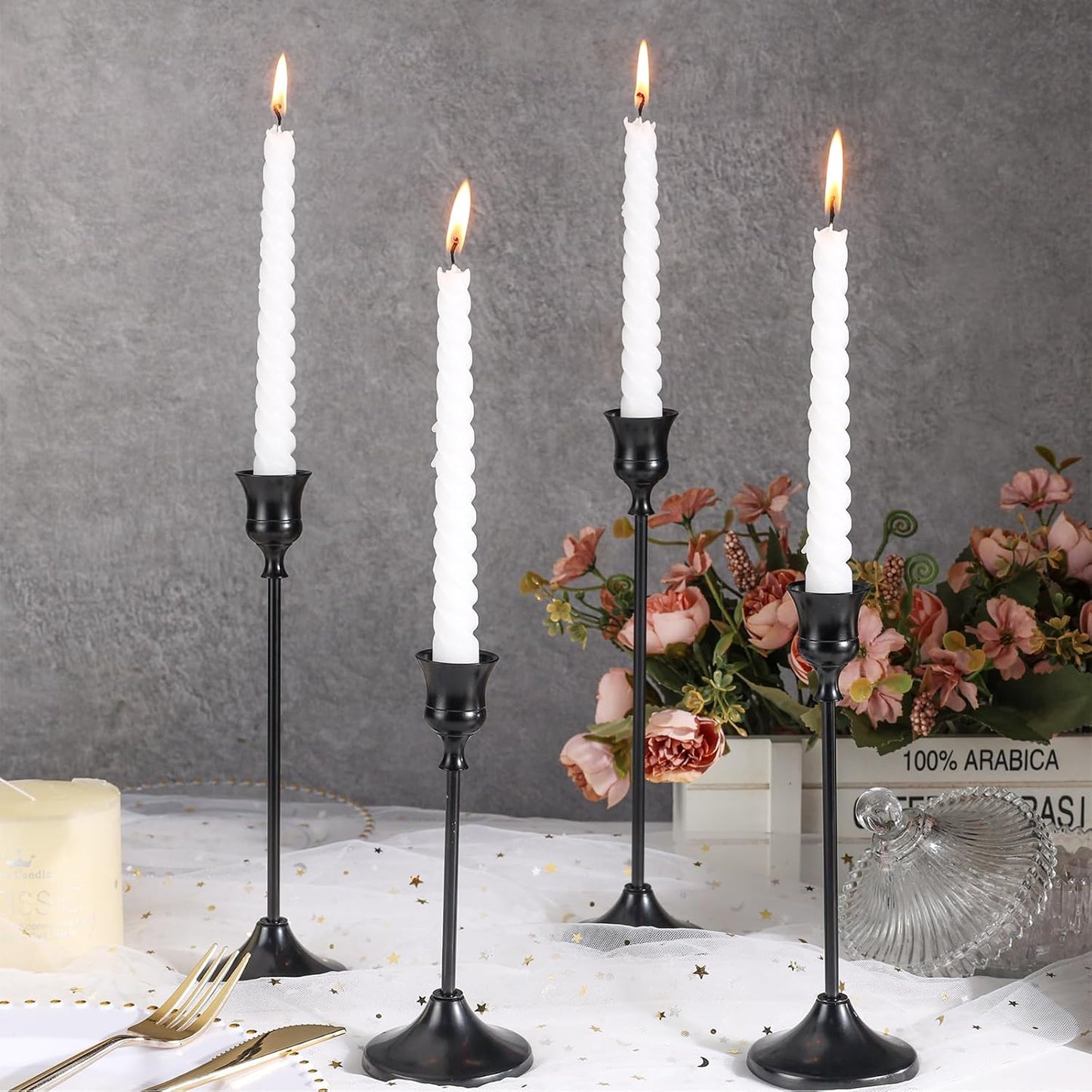 Candlestick Holders, 6PCS Metal Taper Candle Holder, Black Candle Holders for Candlesticks, Candle Holder for Halloween Decorations