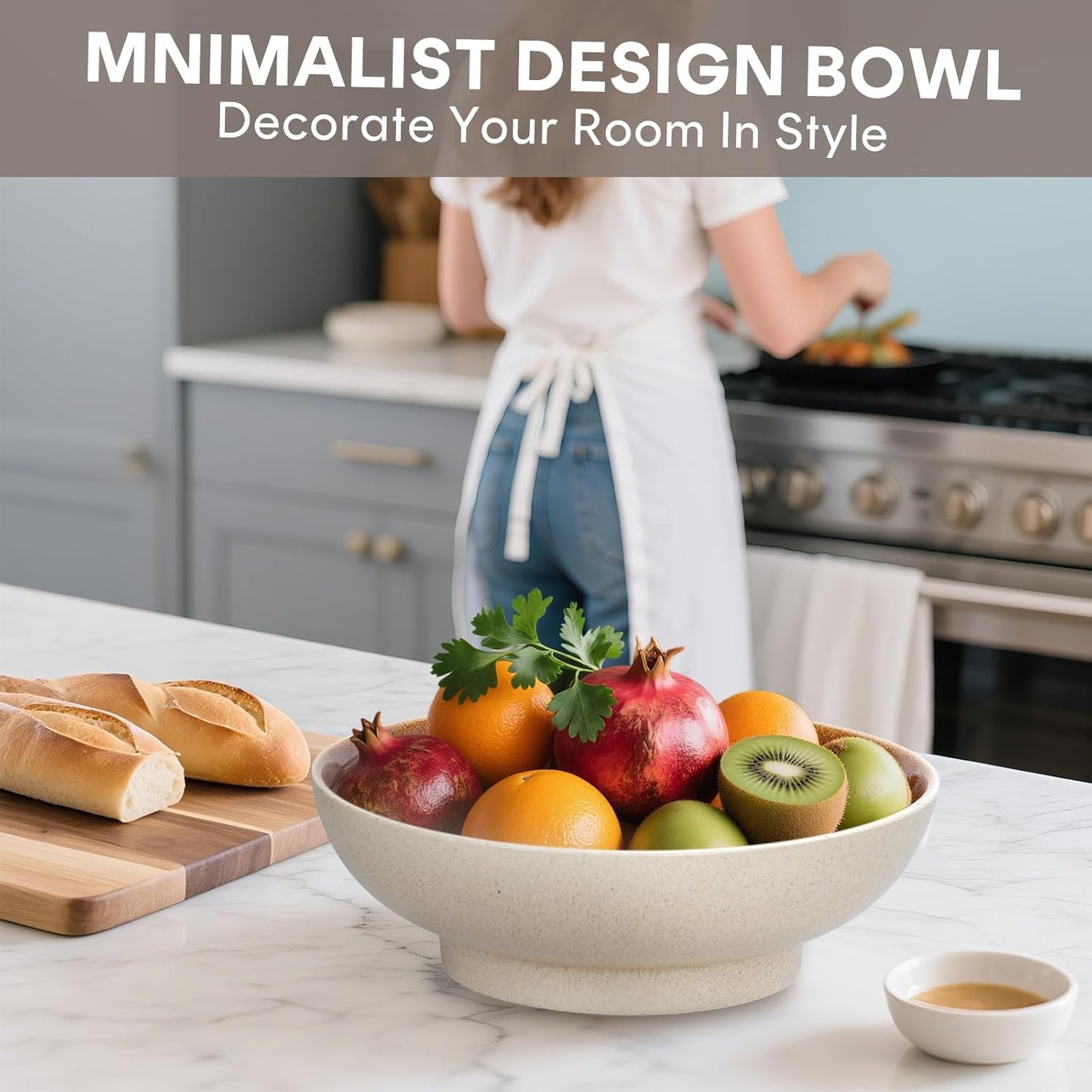 10" Decorative Bowl,Ceramic Fruit Bowl for Kitchen Counter,Coffee Table, Dining Room,Table Centerpiece Bowel,Entryway Key Holder & Jewelry Organizer(Wheat Gold)