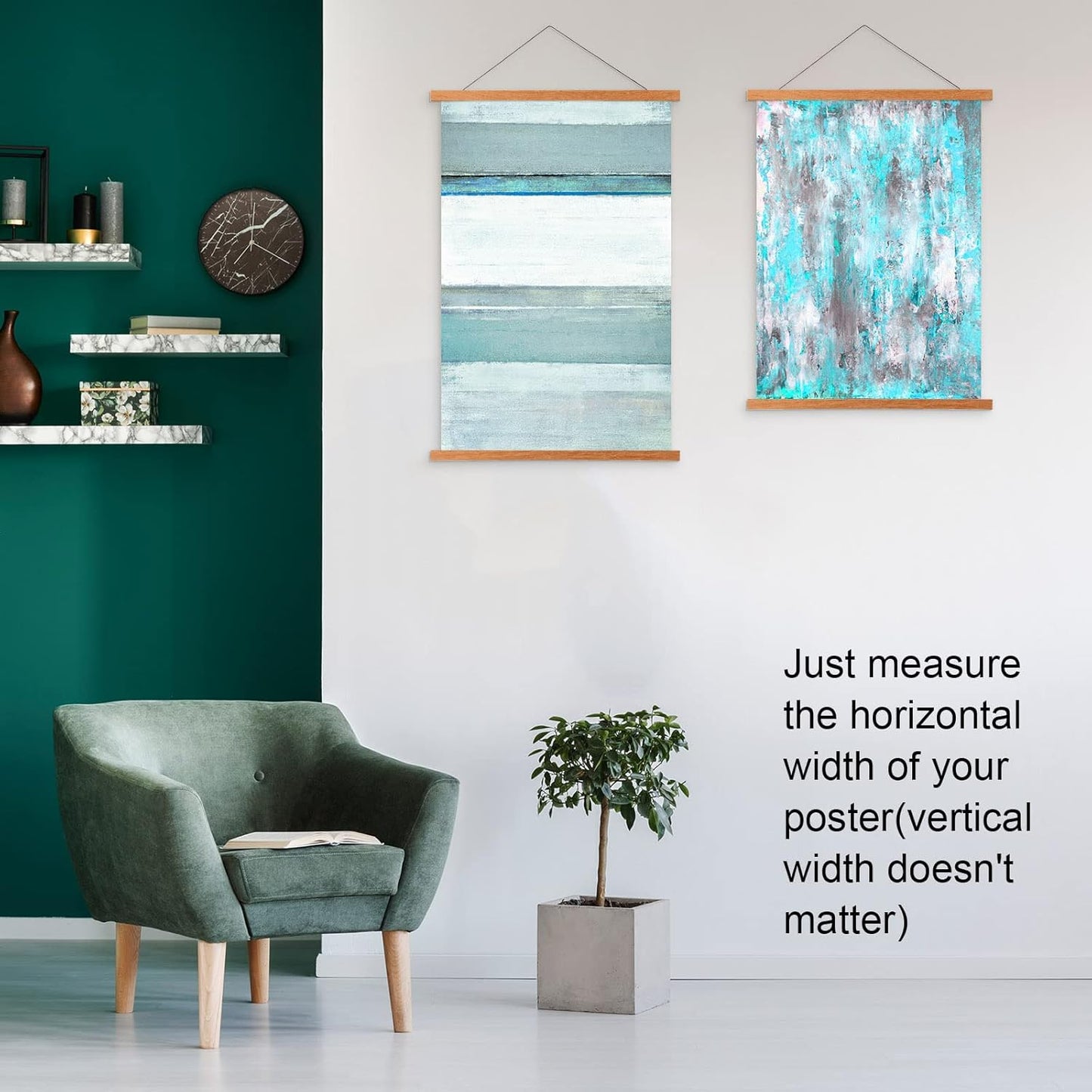 FALAMON Magnetic Poster Hanger Frame, 28x22 28x40 28x30 Teak Wood Magnet Poster Frame for Posters, Prints, Photos, Pictures, Maps, Scrolls, and Canvas Artwork