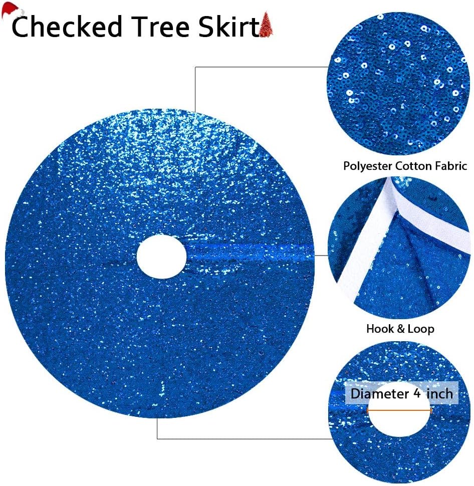 Partisout Sequin Tree Skirt - Glitter, Cotton, Colorful, Slim 36 Inch Tree Skirt for Christmas & Halloween